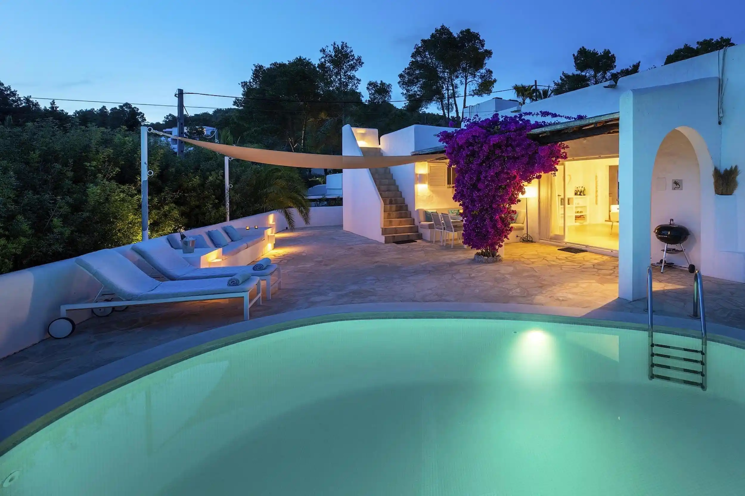 Circular Pool at Night