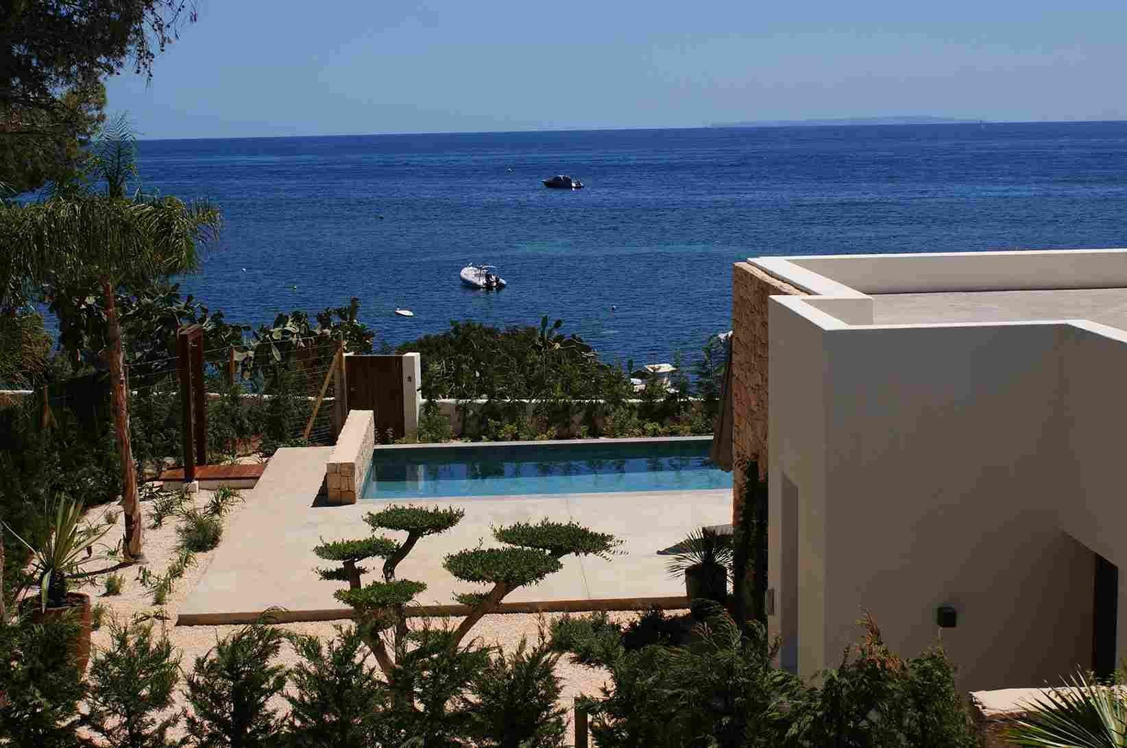 outdoor area villa overlooking the sea in Ibiza