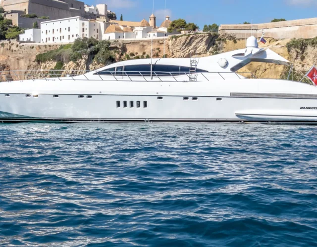 superyacht cruising between Ibiza and Formentera