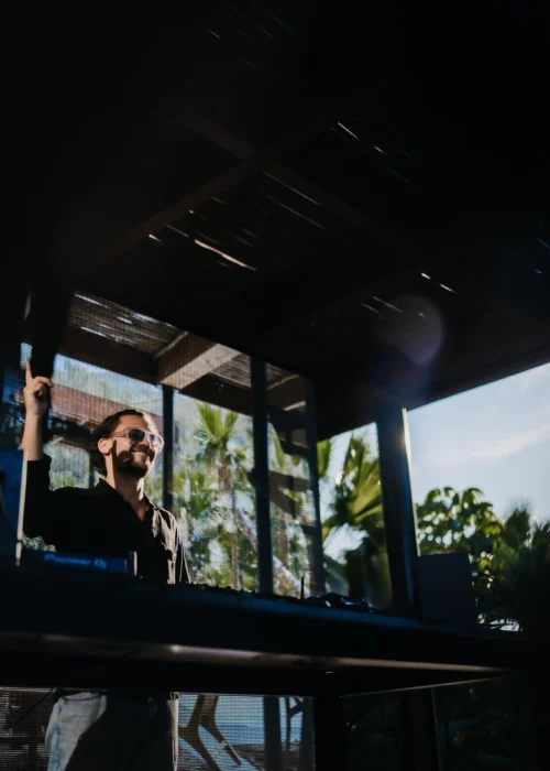 DJ Partying behind decks