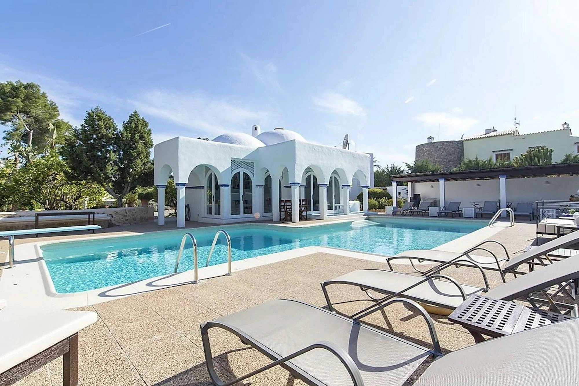 Villa View with Pool and Sun Lounges