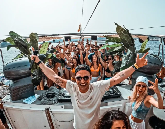 happy DJ on Ibiza Boat Party
