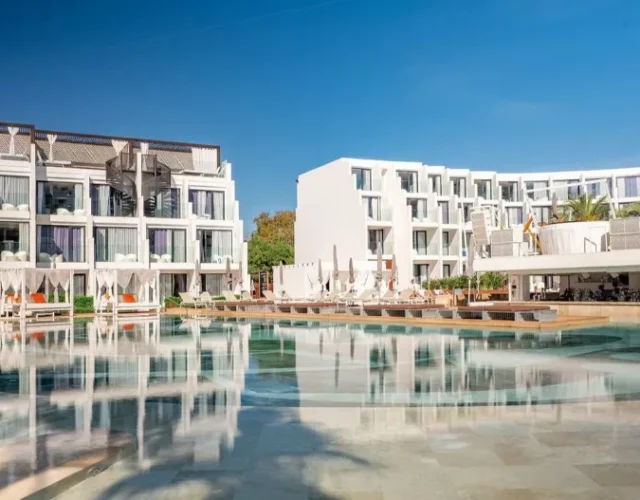 Beautiful blue Pool with Hard Rock Hotel Ibiza