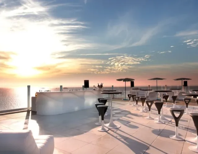 Hard Rock Rooftop Bar with Playa d'en Bossa Sea View